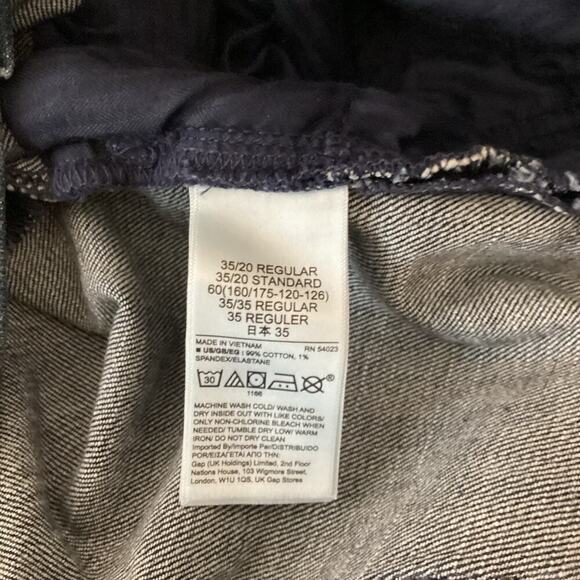 GAP 5” Mid Rise Denim Jean Shorts Size 35 20 Zip Fly Rolled Hem Dark Wash Jort - Picture 4 of 8